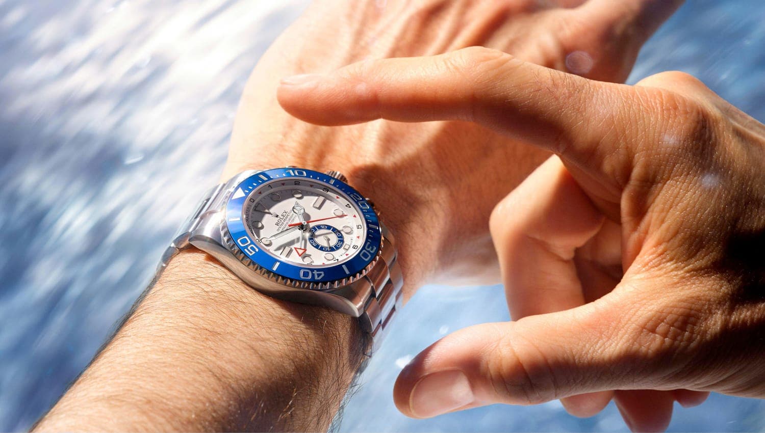 A luxury sports watch worn on the wrist