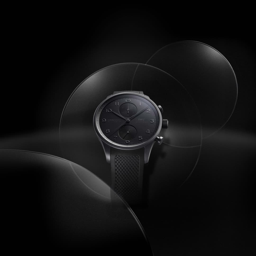 An IWC chronograph photographed in low light
