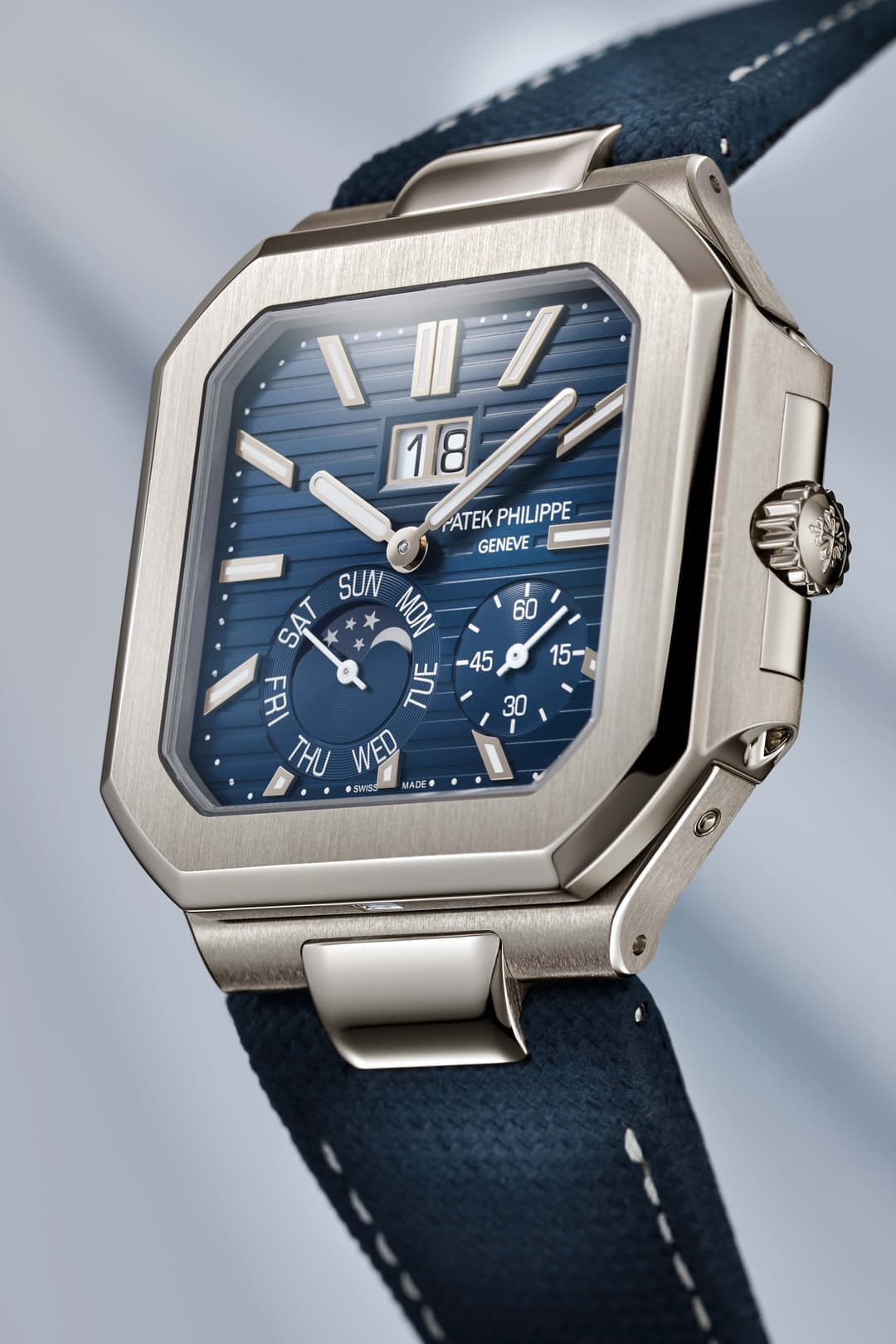 A Patek Philippe with a blue dial and matching strap